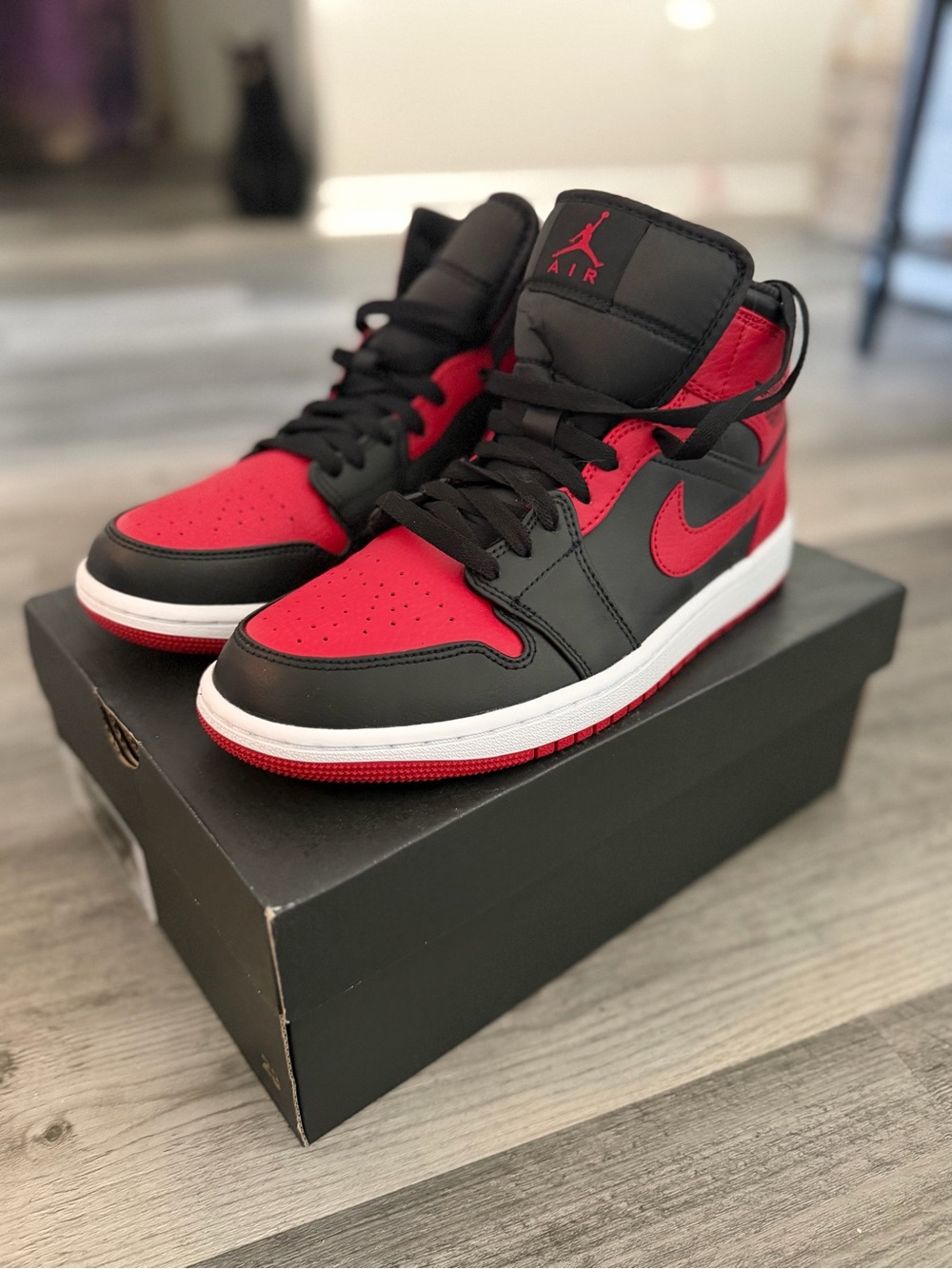 Nike Air Jordan 1 Mid - Black & Red Men's Sneakers